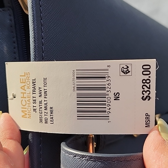 MICHAEL KORS Jet Set Traveler Saffiano Blue Leather Tote - Picture 4 of 7